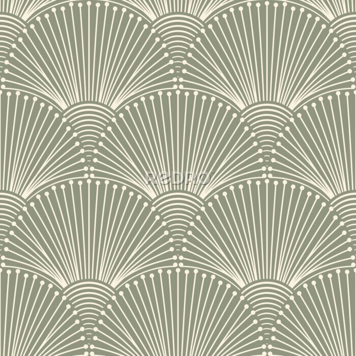 Fototapete Art Deco Scallops Grid Pattern
