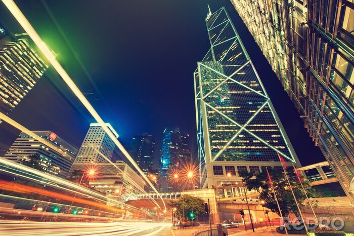 Fototapete Asiatische Metropole Hongkong bei Nacht