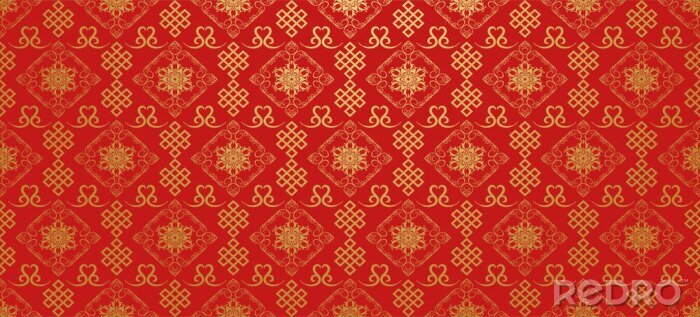 Fototapete Asiatische Schriftzeichen auf rotem Grund