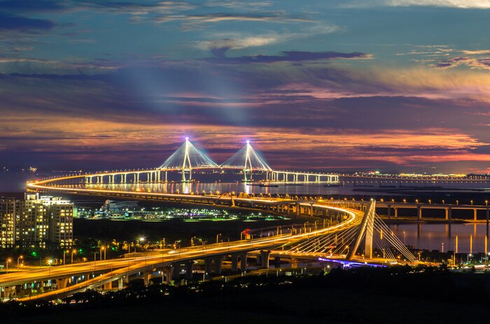 Fototapete Asiatische Stadt bei Dämmerung