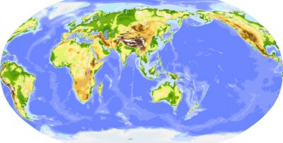 Fototapete Asien im Zentrum der Weltkarte