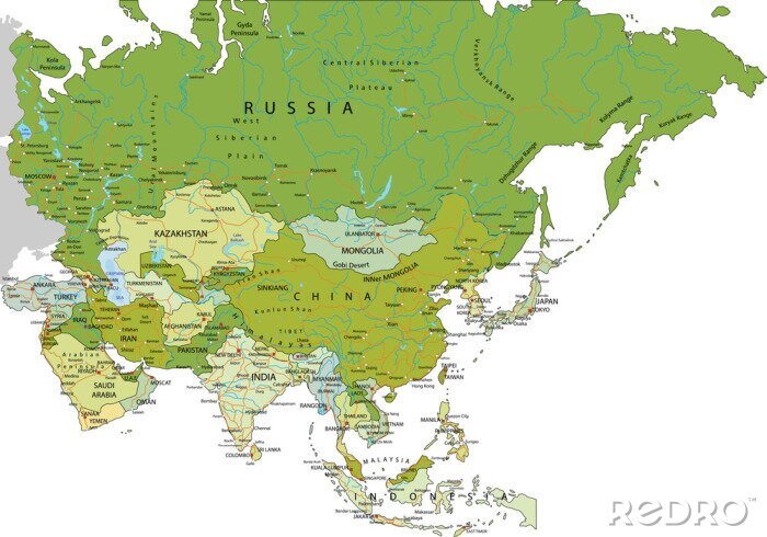 Fototapete Asien Karte grün