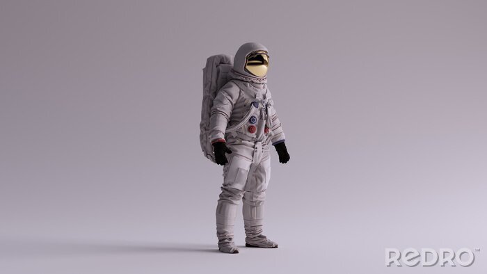 Fototapete Astronaut in weißem Anzug mit goldenem Schild