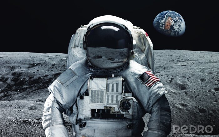 Fototapete Astronaut Weltall im Hintergrund von der Erde