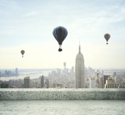 Fototapete Auf Brettern schwebende Luftballons