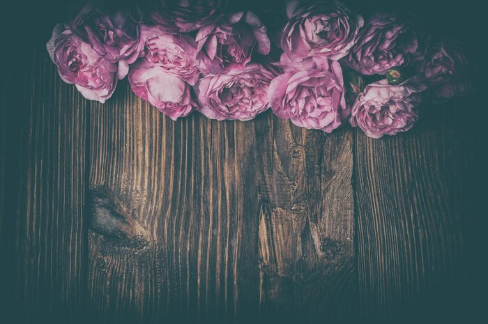 Fototapete Auf den Brettern liegende Magnolien