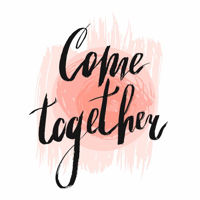 Fototapete Aufschrift komm mit auf pastellfarbenem Hintergrund