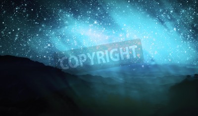 Fototapete Aurora an Berggipfeln