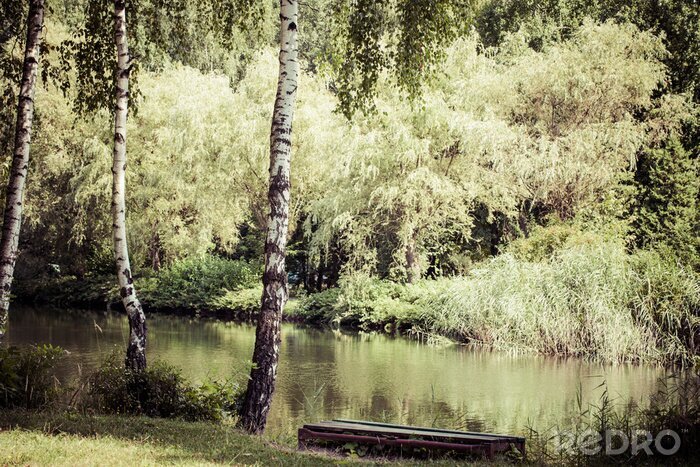 Fototapete Ausruhen am Flussufer