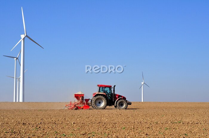 Fototapete Aussaat landwirtschaft / / windräder