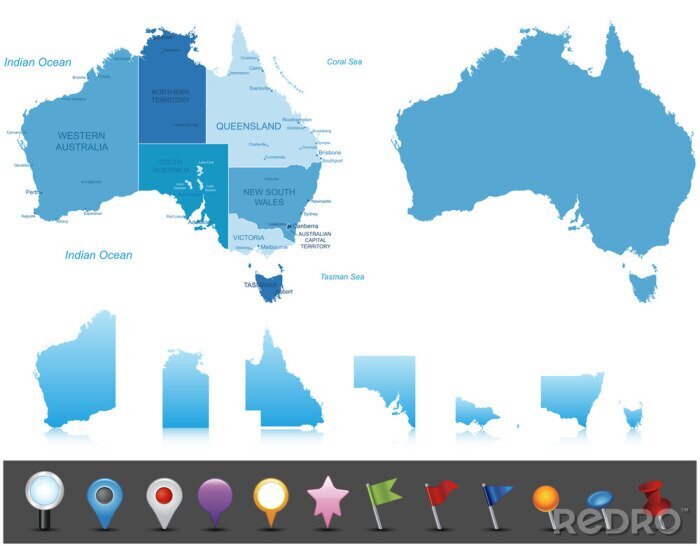 Fototapete Australien detaillierte Karte