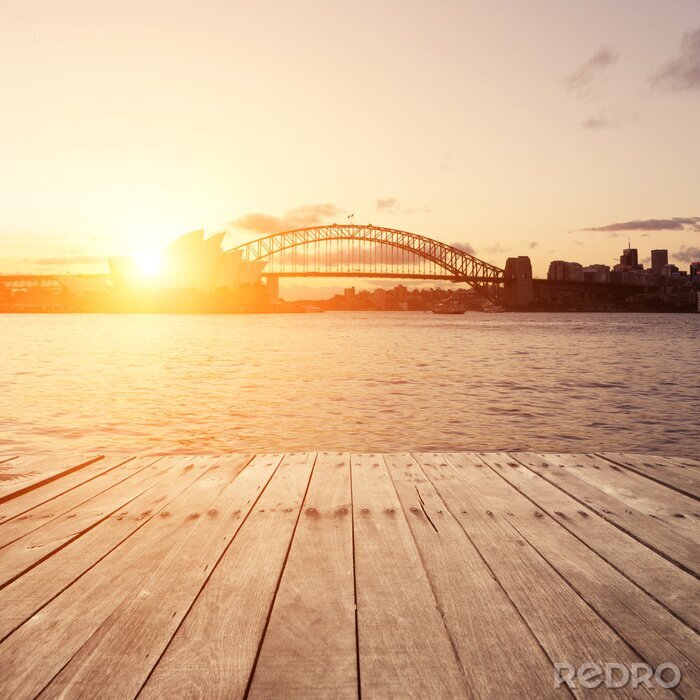 Fototapete Australien die Brücke in Sydney im Hintergrund der Sonne