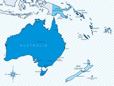 Fototapete Australien Karte mit Ozean