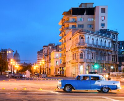 Fototapete Auto bei Nacht in Havanna