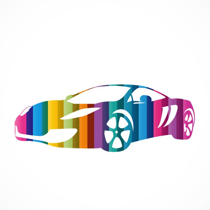 Fototapete Auto in Regenbogenfarben