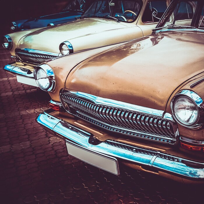Fototapete Autos mit Weinlese-Effekt