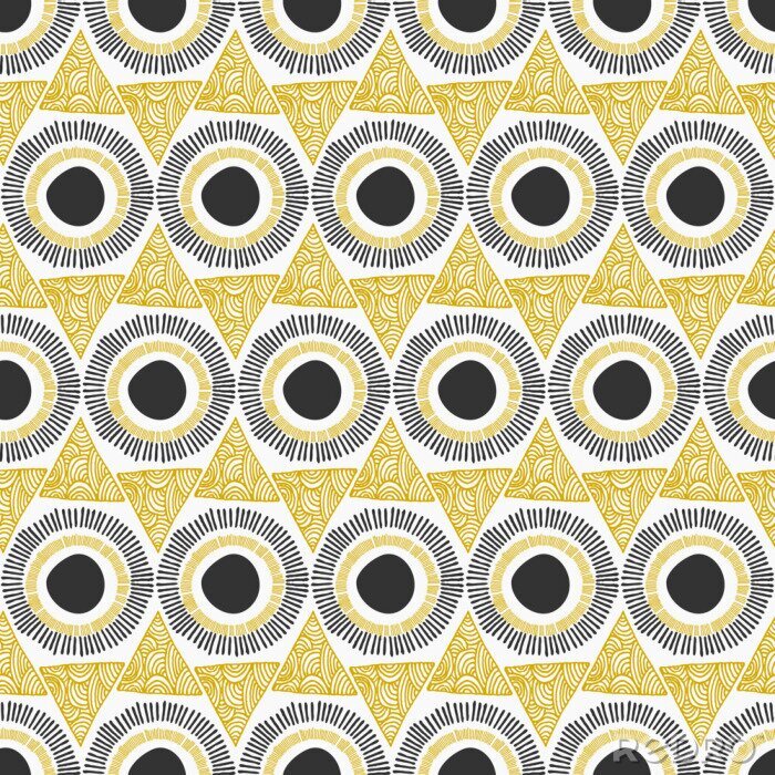 Fototapete Aztekenmuster mit Punkten Kreisen und Dreiecken