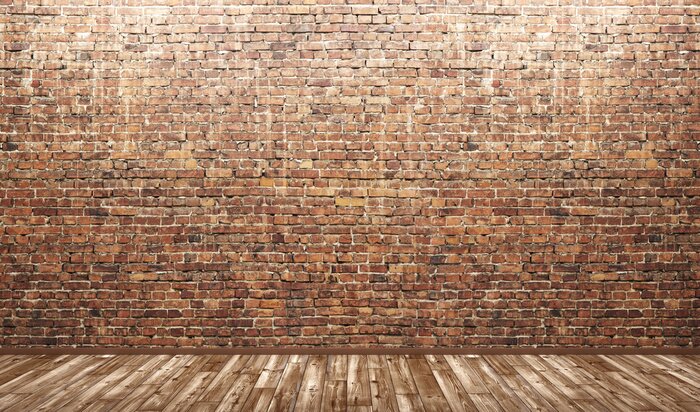 Fototapete Backsteinmauer und Holzboden