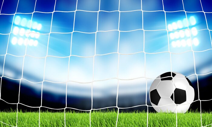 Fototapete Ball auf dem Rasen am Tor