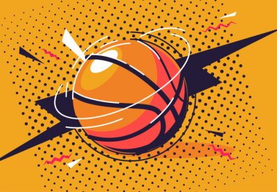 Fototapete Ball im Pop-Art-Stil auf orangefarbenem Hintergrund