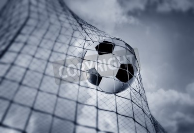 Fototapete Ball im Tor bei Dämmerung