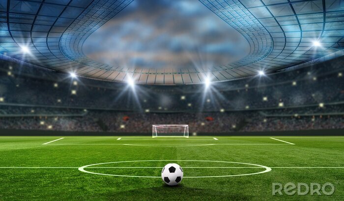 Fototapete Ball in einem leeren, mit Fans gefüllten Stadion