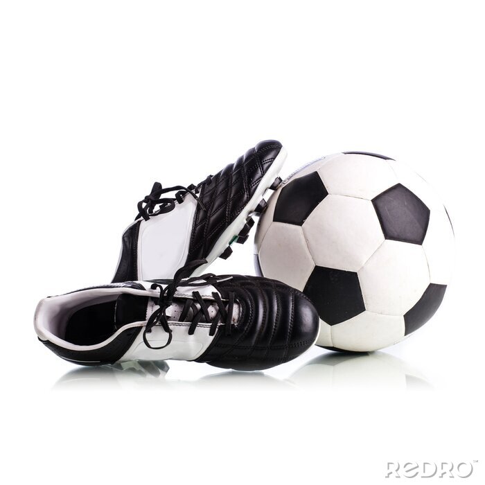 Fototapete Ball und Fußballschuhe