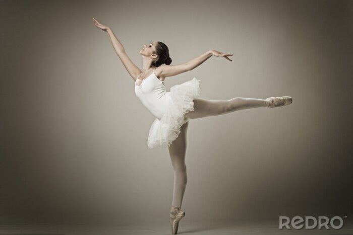 Fototapete Balletttänzerin auf cremefarbenem Hintergrund