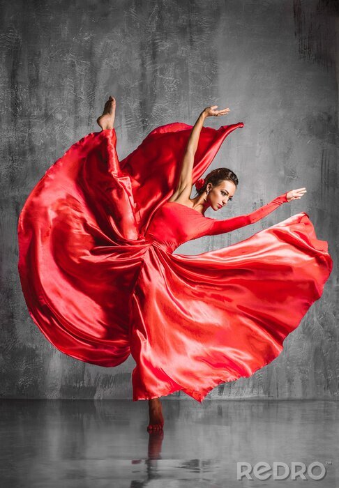 Fototapete Balletttänzerin im roten Kleid
