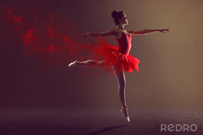 Fototapete Balletttänzerin in Rot