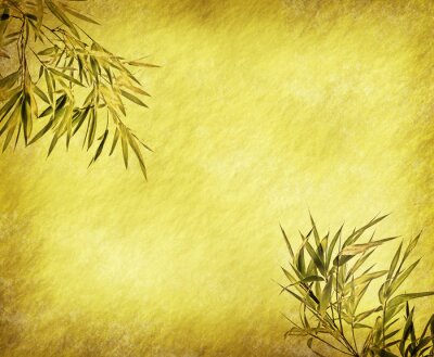 Fototapete Bambus auf einem gealterten gelben Hintergrund