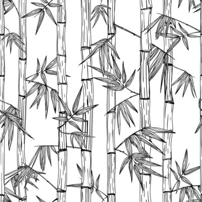 Fototapeten Bambus-Dschungel im Cartoon-Stil