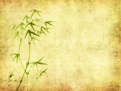 Fototapete Bambusblätter auf gealtertem Hintergrund