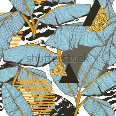 Fototapete Bananenbaumblätter in Blau