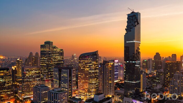 Fototapete Bangkok-Panorama mit Wolkenkratzern