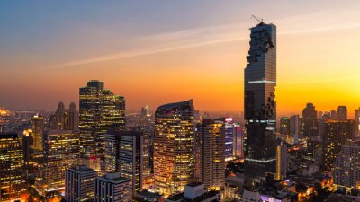 Fototapete Bangkok-Panorama mit Wolkenkratzern