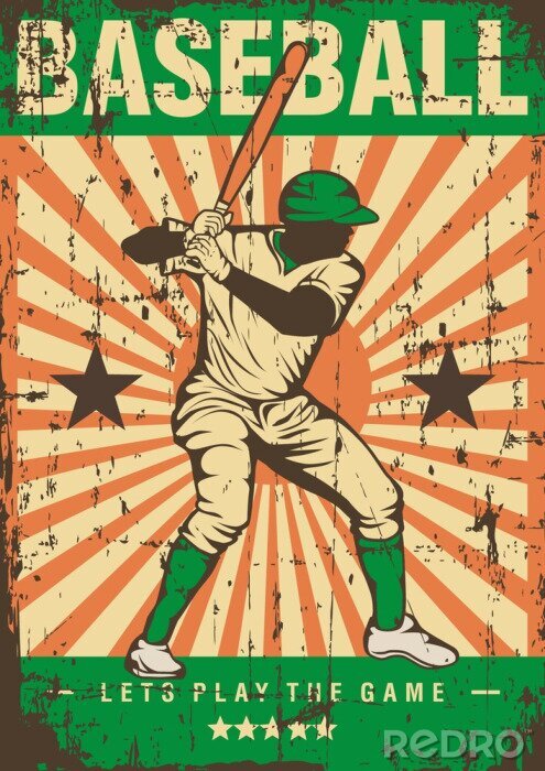 Fototapete Baseball-Sport-Retro Pop-Kunst-Plakat-Beschilderung