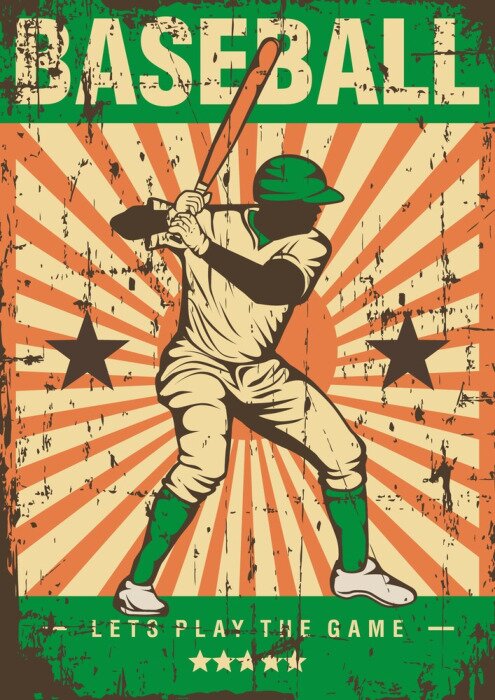 Fototapete Baseball-Sport-Retro Pop-Kunst-Plakat-Beschilderung