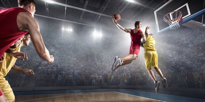Fototapete Basketball 3D mit Dunk