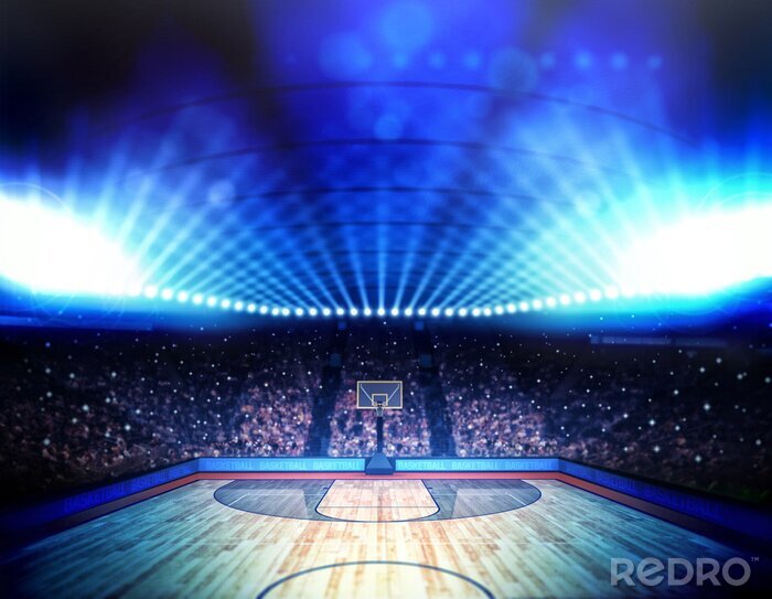 Fototapete Basketball-Arena blaue Halogenlichter