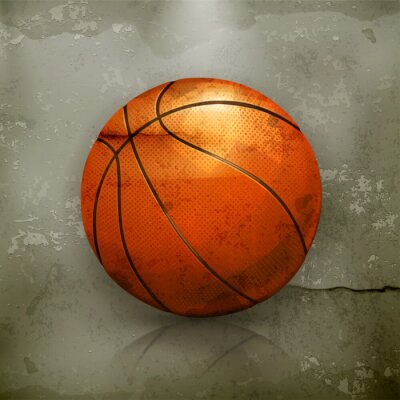 Fototapete Basketball auf gerissener Oberfläche