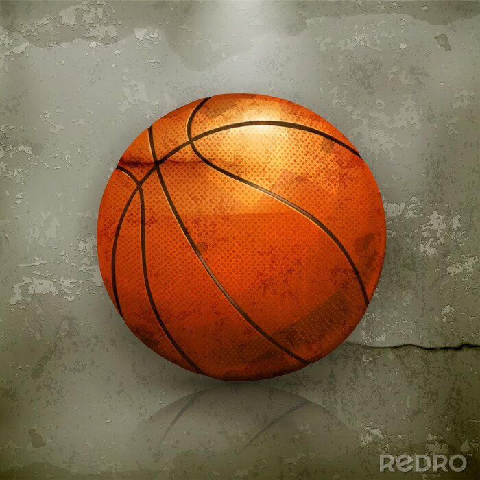 Fototapete Basketball auf gerissener Oberfläche