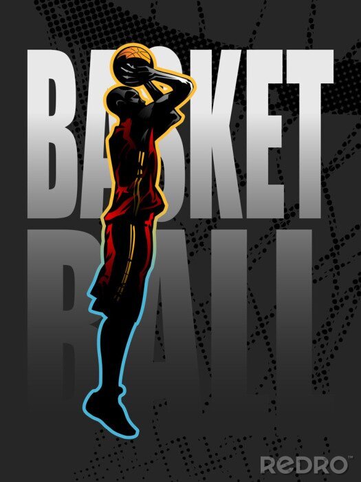 Fototapete Basketball-Ball in den Händen vom Basketballspieler Grafik