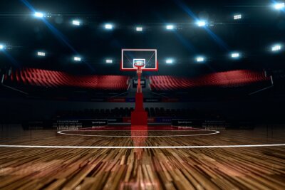 Basketball court mit Lampen beleuchtet