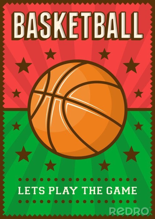 Fototapete Basketball-Fußball-Sport-Retro Pop-Art-Plakat-Beschilderung