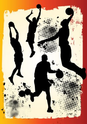Basketball Grunge-Grafik mit Basketballspielern
