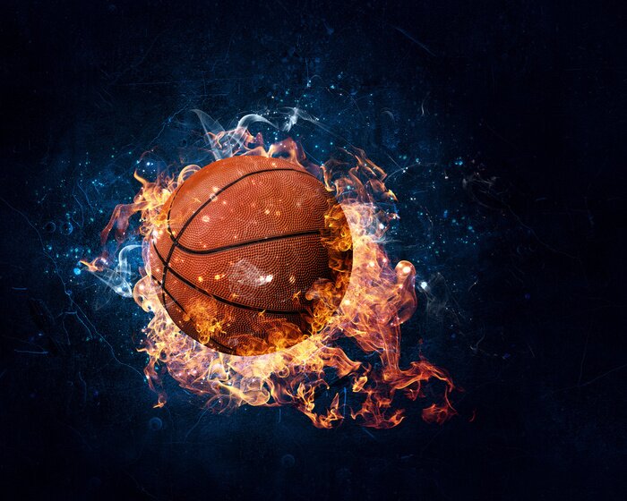 Fototapete Basketball in Flammen
