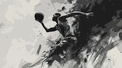 Fototapete basketball player black and white abstract art