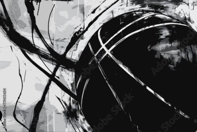 Fototapete basketball player black and white abstract art