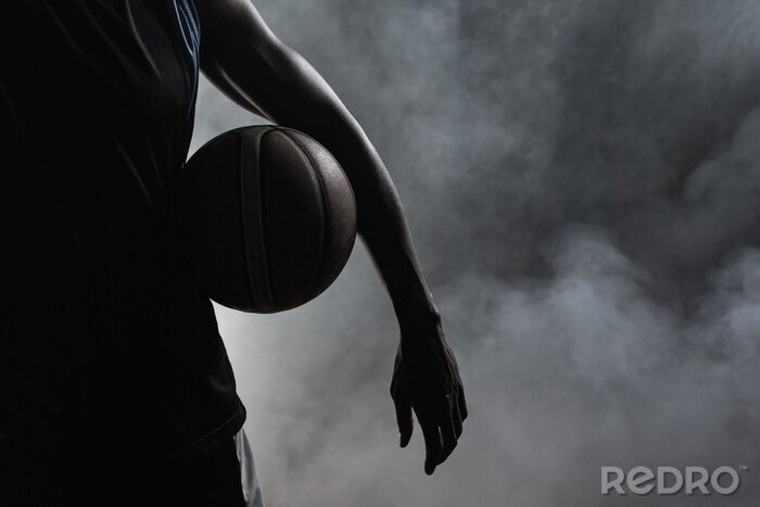 Fototapete Basketballspieler im verrauchten Raum